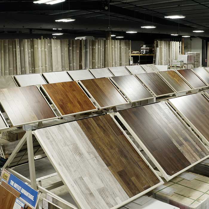 floor trader showroom with vinyl flooring samples